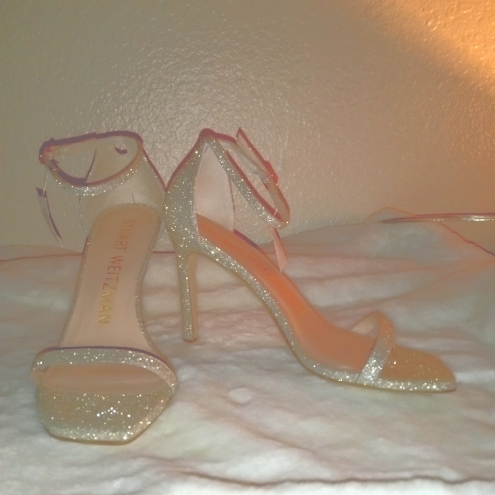 Stuart Weitzman glitter heels ankle strap size 5 1/2